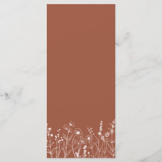 Menu Terracotta Rustic Floral Automne Fleur sauvage Mar (Dos)