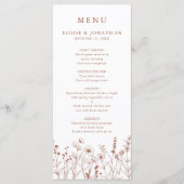 Menu Terracotta Rustic Floral Automne Fleur sauvage Mar (Devant)