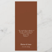 Menu Terracotta rustique Simple Mariage moderne (Dos)