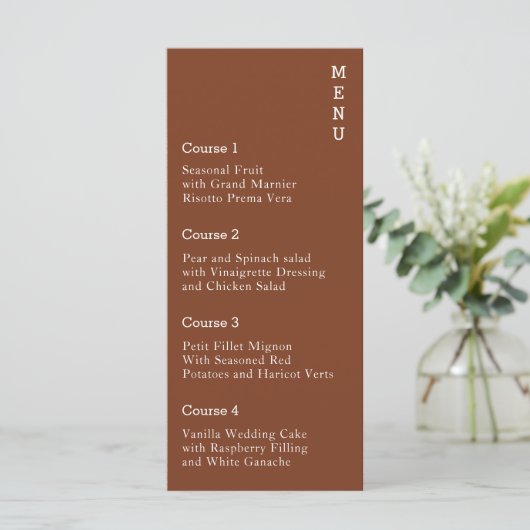 Menu Terracotta rustique Simple Mariage moderne (Debout devant)