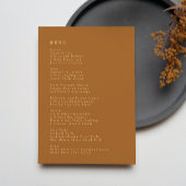 Menu Terracotta Simple Mariage moderne simple