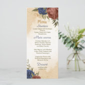 Menu terre cuite bleu marine fleuri mariage (Debout devant)