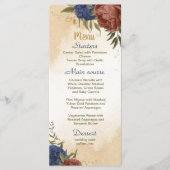 Menu terre cuite bleu marine fleuri mariage (Devant)