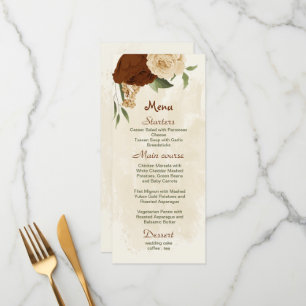 Menu terre cuite tonalité de terre mariage vert fleuri