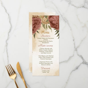 Menu terre cuite tonalité de terre mariage vert fleuri