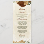 Menu terre cuite tonalité de terre mariage vert fleuri (Devant)