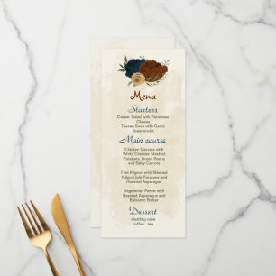 Menu terre cuite tonalité marine floral vert mariage