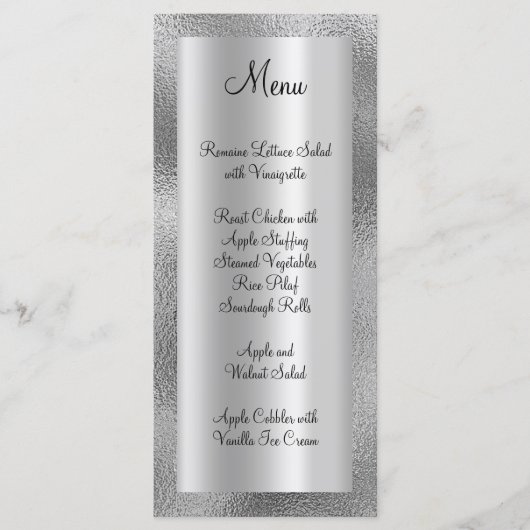 Menu Texture de faux argent brillant et feuille de sati (Devant)