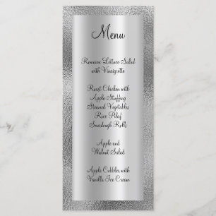Menu Texture de faux argent brillant et feuille de sati