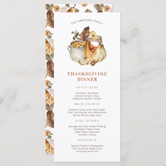 Menu Thanksgiving (Voorkant / Achterkant)