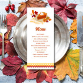Menu Thanksgiving afdrukbare taart Kaart