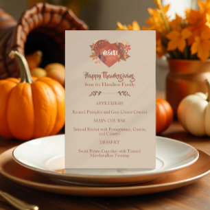 Menu Thanksgiving de l'aquarelle personnalisée