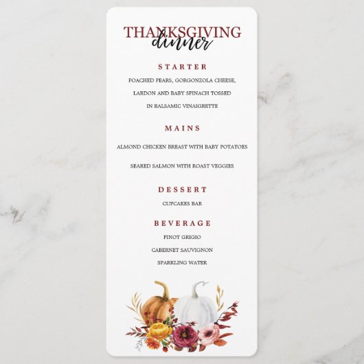 Menu Thanksgiving Elegant Dinner Party (Devant)