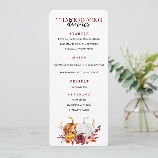 Menu Thanksgiving Elegant Dinner Party (Debout devant)