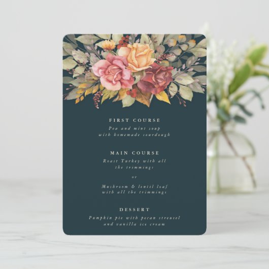 Menu Thanksgiving Floral Border Flat 3 Parcours (Debout devant)