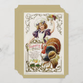 Menu Thanksgiving Vintage et invitations filles (Devant / Derrière)