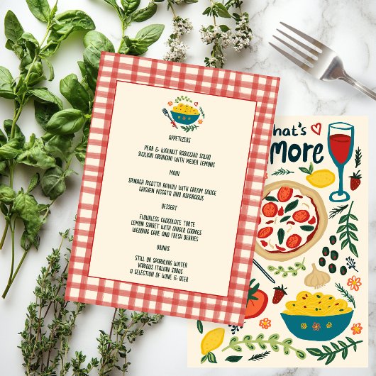 Menu That's Amore Italian Food Love Whimsical CUSTOM