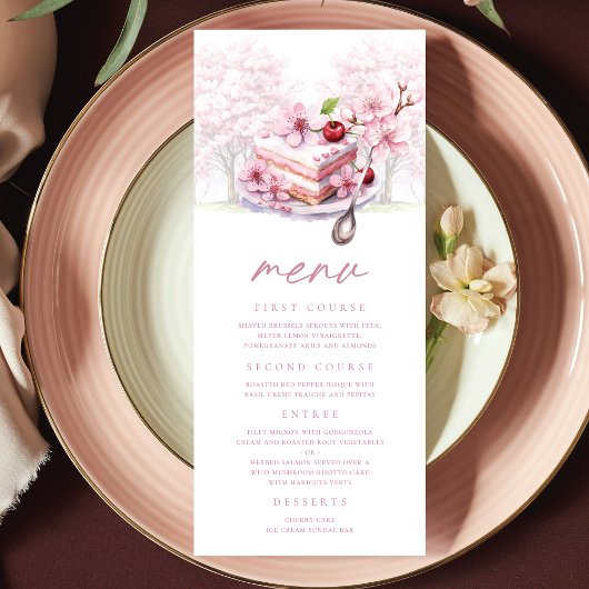 Menu Thé nuptiale Custom Cerry Blossom Élégant