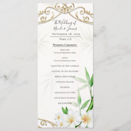 Menu The Tropical Imperial Bamboo Garden Wedding  (Devant)