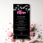 Menu thématique néon rose vif pour Bat Mitzvah<br><div class="desc">Nous sommes ravis de vous présenter notre suite de calligraphie moderne inspirée du néon pour une Bar ou Bat Mitzvah lumineuse ! Cette collection amusante comprend tout ce dont vous avez besoin, des serviettes et assiettes en papier à un panneau de bienvenue et plus encore. Si vous avez des questions...</div>