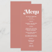Menu Thème de mariage rose moderne et burgundy (Devant / Derrière)
