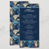 Menu Thème de mariage rustique avec lys calla bleu clas (Devant / Derrière)