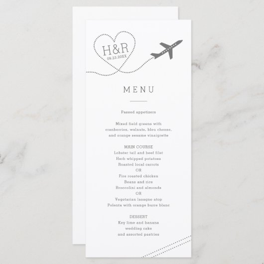 Menu Thème de voyage moderne minimal Destination Mariag (Devant / Derrière)