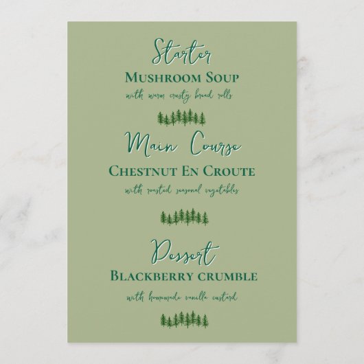 Menu Thème Forêt Verte (Dos)