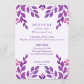 Menu Thème Mariage Feuille violet (Dos)