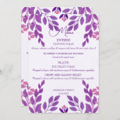 Menu Thème Mariage Feuille violet (Devant / Derrière)