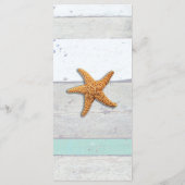 Menu Thème Plage Starfish Mariage Rustique (Dos)