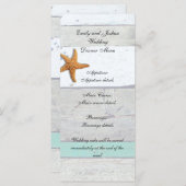 Menu Thème Plage Starfish Mariage Rustique (Devant / Derrière)