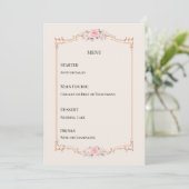 Menu Thème Rococo Élégant Mariage Rose Pâle (Debout devant)