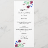 Menu Thistère Ecosse Floral Aquarelle Mariage (Devant)