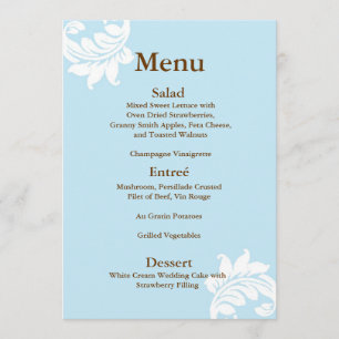 Menu Tiffany Damask Wedding