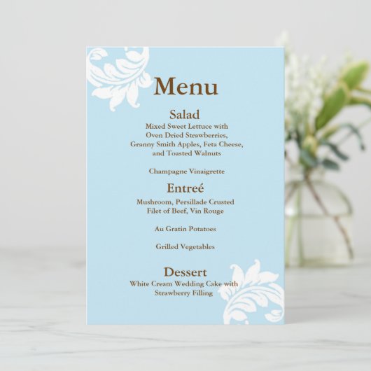 Menu Tiffany Damask Wedding (Staand voorkant)