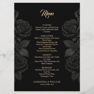 Menu Till Death Do Us Part Rose noir Mariage gothique