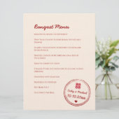 Menu Timbre de mariage chinois rouge rose double bonheu (Debout devant)