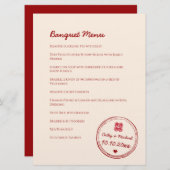 Menu Timbre mariage chinois rose rouge double bonheur (Devant / Derrière)