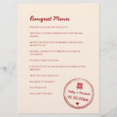Menu Timbre mariage chinois rose rouge double bonheur (Devant)