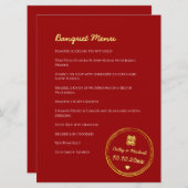 Menu Timbre mariage chinois rouge double bonheur (Devant / Derrière)