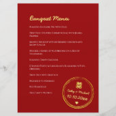 Menu Timbre mariage chinois rouge double bonheur (Devant)