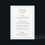 Menu Timeless Black and White Elegant Wedding<br><div class="desc">Elegant wedding menu featuring a simple design with serif and script fonts inside of a border.</div>