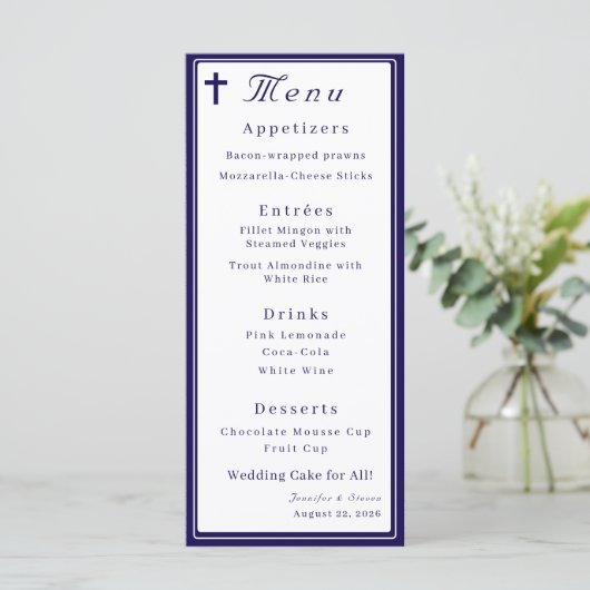 Menu Timeless Catholic Monogrammed Wedding (Debout devant)