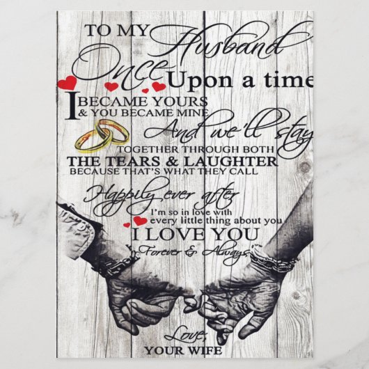 Menu To My Husband Letter, Love Quotes Gift (Devant)