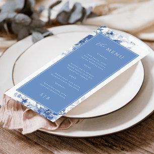 Menu Toile bleu Mariage Floral
