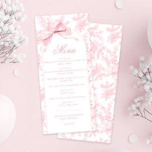 Menu Toile Chic Floral Boho Arch Bow Baby Girl Douche