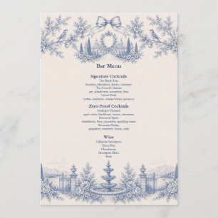 Menu Toile de Jouy Lieu de Rêve Bar de Mariage