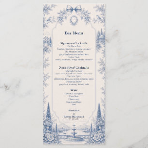 Menu Toile de Jouy Lieu de Rêve Bar de Mariage