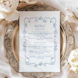 Menu Toile Élégant floral vintage douche de mariée